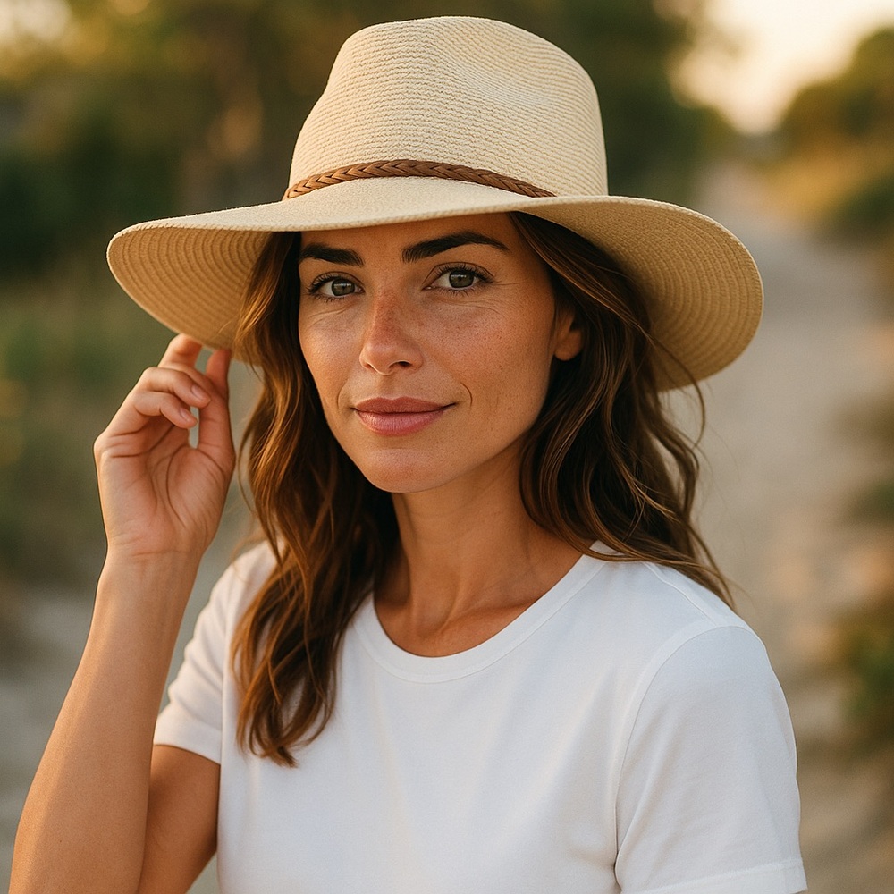 Stylish Cream Wide-Brim Hat